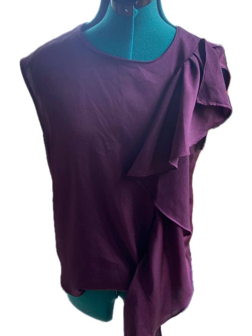DKNY Plum Short Sleeve Keyhole Back Blouse fits a small or medium